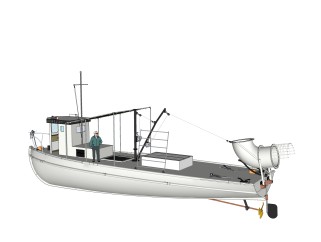 现代大型渔船skp模型，货船草图大师模型下载
