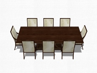 新中式餐桌椅草图大师模型，餐桌椅skb文件下载