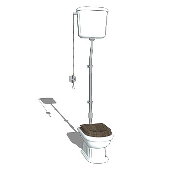 现代复古抽水马桶免费su模型，便器草图大师模型下载
