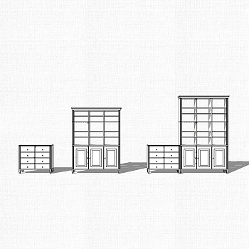 现代简约储物柜草图大师模型，储物柜SKP模型下载