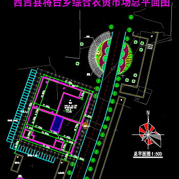 现代风格农贸市场建筑施工图，农贸市场CAD施工图纸下载