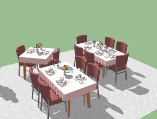 家居餐厅桌椅，su、草图大师免费模型下载.