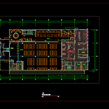 国际性琴行企业高档食堂装修，食堂CAD施工图纸下载