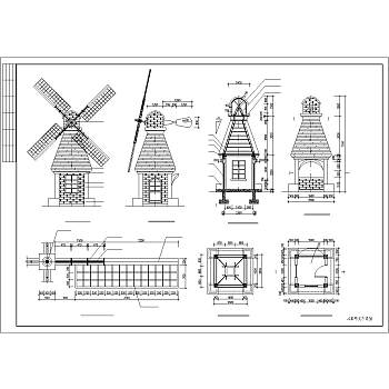 风车售卖亭施工大样详图施工图纸免费下载