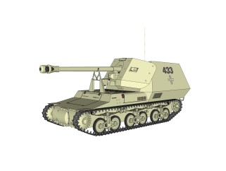 德国Marder-I黄鼠狼1坦克歼击车su模型，坦克歼击车草图大师模型下载
