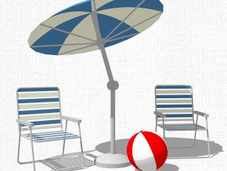 现代户外椅遮阳伞组合草图大师模型，户外椅sketchup模型下载