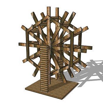 现代水车草图大师模型，水车sketchup模型下载