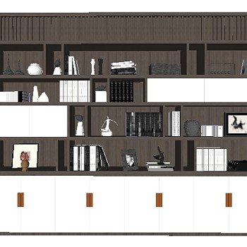 现代书柜组合草图大师模型，柜子sketchup模型下载