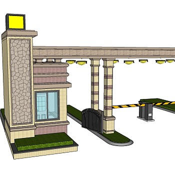 欧式入口大门skp文件下载，入口大门sketchup模型分享