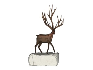 现代景观麋鹿草图大师模型skp模型，景观麋鹿sketchup模型skp文件下载