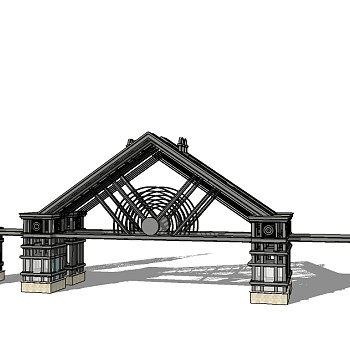 欧式入口大门草图大师模型下载，入口大门sketchup模型