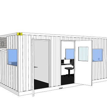 现代集装箱房屋su模型，改造房草图大师模型下载