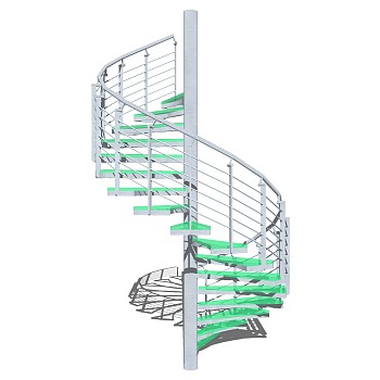 现代钢结构螺旋楼梯草图大师模型，钢结构螺旋楼梯sketchup模型免费下载