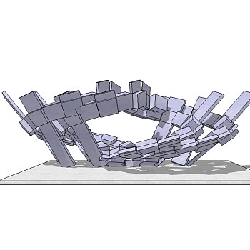 现代石板创意雕塑小品su模型下载、石板创意雕塑小品草图大师模型下载
