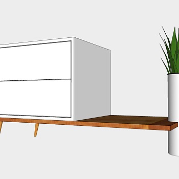  现代电视柜草图大师模型，电视柜SU模型下载