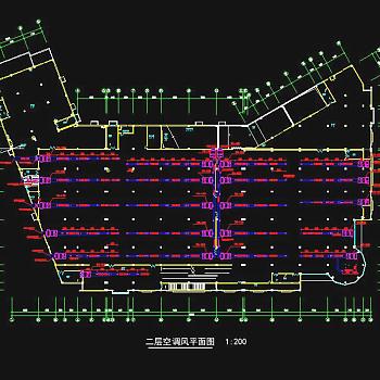 1.1万平综合超市空调设计施工图，超市空调建筑工程设计下载