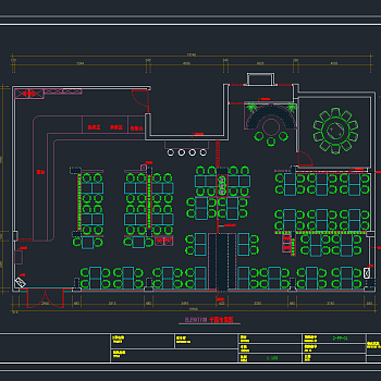 特色新中式风格快餐店装修，餐饮CAD施工图纸下载