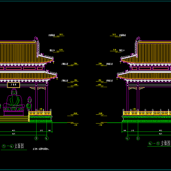 万佛亭CAD施工图，寺庙CAD建筑图纸下载