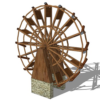 水车草图大师模型，简约 水车sketchup模型下载
