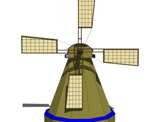 现代发电家用风车skb文件，风车sketchup模型下载