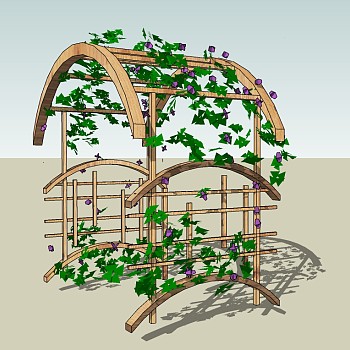 现代实木花架草图大师模型，花架sketchup模型下载