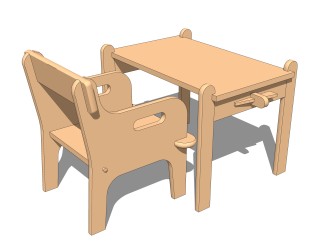 现代儿童幼儿桌椅草图大师模型，儿童桌椅su模型下载