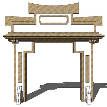 大门式牌楼草图大师模型下载，入口大门sketchup模型分享
