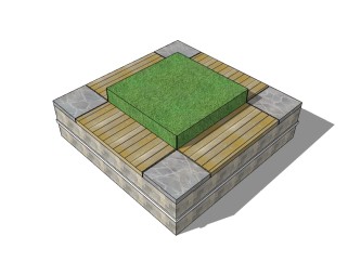 现代树池座椅sketchup模型下载，树池坐凳skb模型分享
