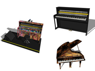 6现代钢琴组合草图大师模型，钢琴sketchup模型下载