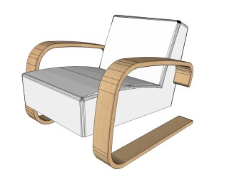 阿尔瓦·阿尔托现代单人沙发草图大师模型下载