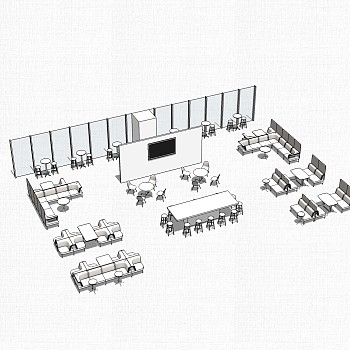 会议台草图大师模型，会议台sketchup模型，会议台su素材下载