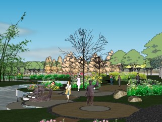 湿地公园景观su模型下载，公园sketchup模型