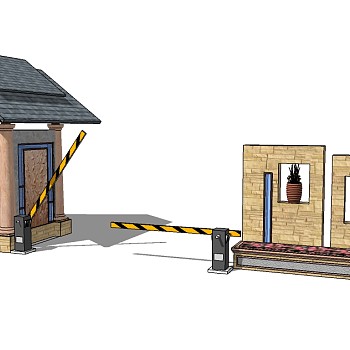欧式入口大门SU模型下载，入口大门skb模型分享