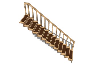 日式楼梯SU模型下载，楼梯草图大师模型