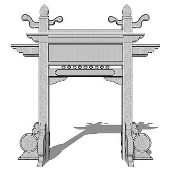现代牌坊牌楼su模型下载，入口大门sketchup模型分享