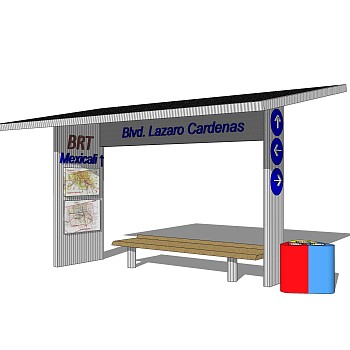 现代公交候车亭草图大师模型，公交候车亭sketchup模型下载