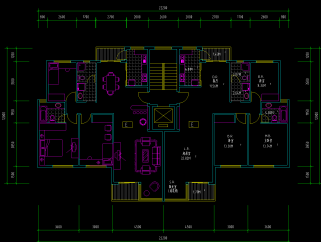 一梯两户多层户型图，户型图CAD施工图纸下载