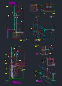 最新楼梯栏杆节点CAD素材，楼梯栏杆CAD施工图纸下载