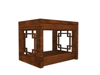 新中式床头柜草图大师模型，床头柜SU模型