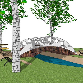 拱桥草图大师模型下载，sketchup拱桥模型分享