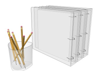 现代文件夹skp模型，办公用品草图大师模型下载