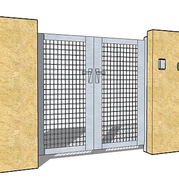 现代大门入口su模型下载、入口大门草图大师模型下载