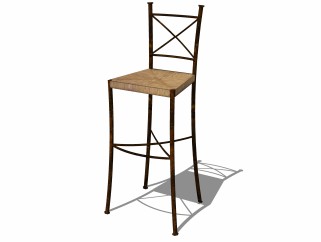 工业风铁艺吧台椅草图大师模型，吧椅sketchup模型下载