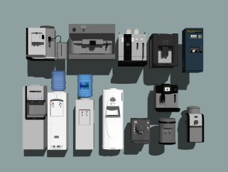 现代饮水机咖啡机组合草图大师模型，饮水机skp文件下载