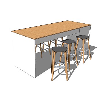 现代餐桌椅免费su模型，餐桌椅sketchup模型下载