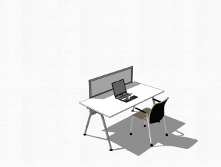现代白色简约办公桌su模型，办公桌sketchup模型下载