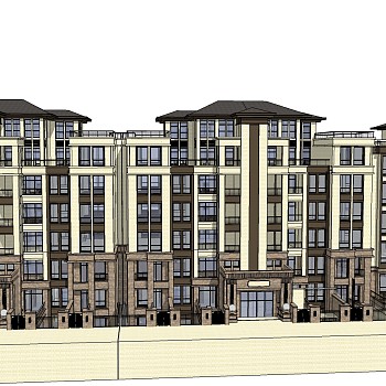 欧式住宅楼草图大师模型，住宅楼sketchup模型下载