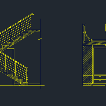 楼梯 铁艺栏杆 CAD图集，楼梯CAD施工图下载