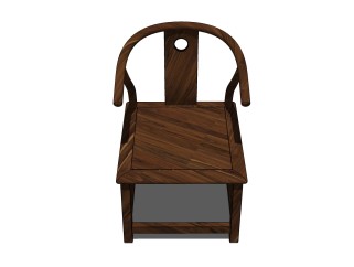 新中式实木椅su模型，实木椅草图大师模型下载