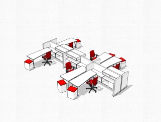 现代办公桌sketchup模型，办公桌su模型，办公桌草图大师素材下载